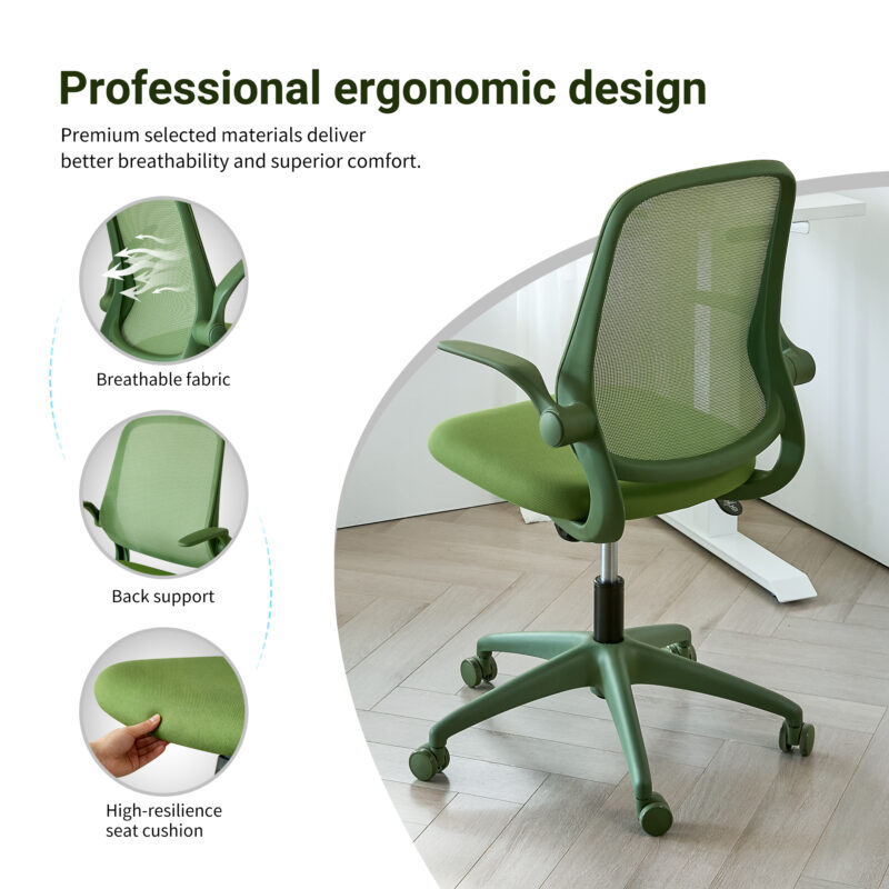 Ergonomic Color Office Chair 350LBS, Home Office, Mesh Back, Integrated Molded Foam, Comfortable Sitting, Flipping Armrest, Fireproof, Rotating, Lifting Multifunctional Chair - Image 26