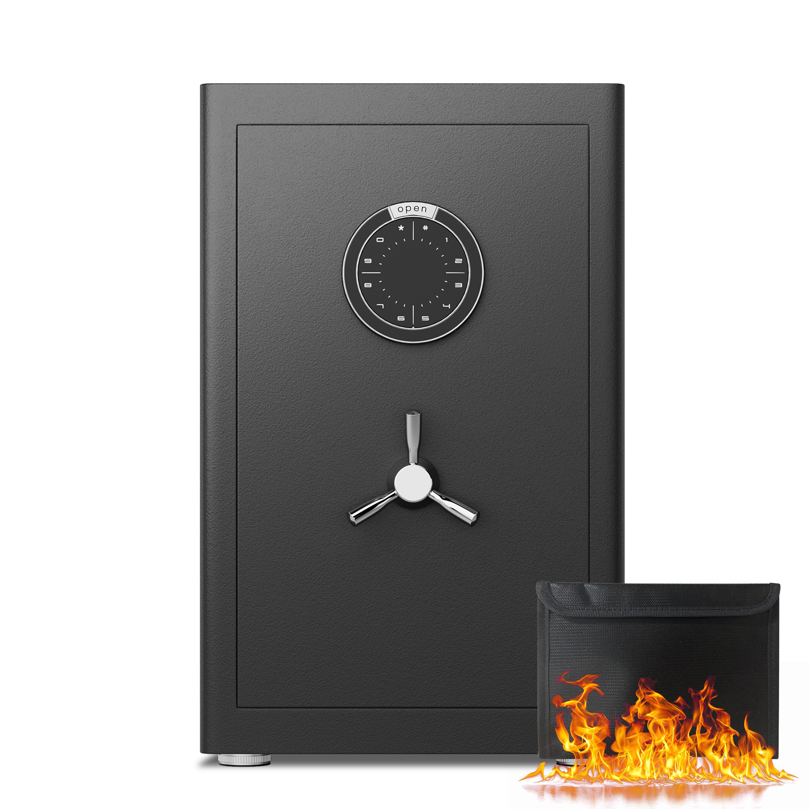 0 2.0 Cu Ft Home Safe with Fireproof Document Bag, Heavy-Duty Steel Security Safe, Digital Keypad, 3 Unlocking Methods, Dual Alarm & Silent Mode, 2 Adjustable Shelves for Home Office Hotel - Image 1