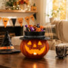 Halloween Pumpkin Candy Bowl with Witch Hat, Light Up Jack O Lantern Decoration, Spooky Tabletop Storage Container for Home Party Decor - Image 10