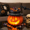 Halloween Pumpkin Candy Bowl with Witch Hat, Light Up Jack O Lantern Decoration, Spooky Tabletop Storage Container for Home Party Decor - Image 5