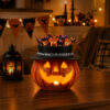 Halloween Pumpkin Candy Bowl with Witch Hat, Light Up Jack O Lantern Decoration, Spooky Tabletop Storage Container for Home Party Decor - Image 8