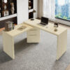 90" Modern L Shaped Desk in Walnut with 3 Drawers,360° Wood Rotating Desk,Executive Office Desk,Corner Desk,Office Study Workstation,for Home Office or Living Room - Image 12