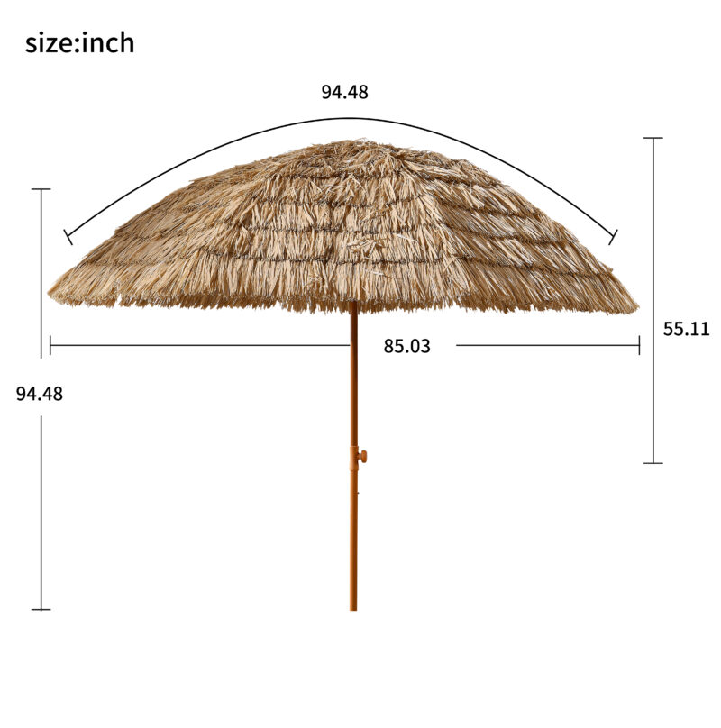 8ft Thatch Tiki Patio Umbrella, Brown - Image 6