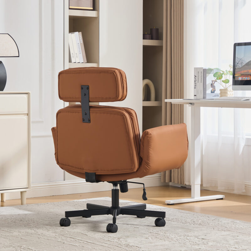 Criss Cross Chair with Adjustable Armrests & Wheels & Headrest, Lounge Vanity Desk Chair with Wide Seat for Cross-Legged Sitting, Swivel Task Office Chairs for Home, Makeup, Gaming, Office - Image 14