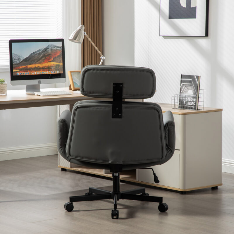 Criss Cross Chair with Adjustable Armrests & Wheels & Headrest, Lounge Vanity Desk Chair with Wide Seat for Cross-Legged Sitting, Swivel Task Office Chairs for Home, Makeup, Gaming, Office - Image 9