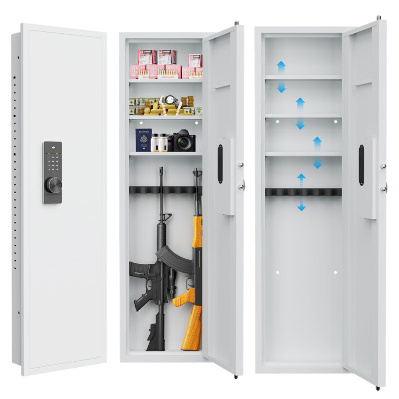 53" Passwod Touch Panel In-Wall Safe,Hidden Wall Gun Safe for Rifles with Adjustable Shelves,Assembled Storage Multifunctional Wall Safe for Firearm and Valuables - Image 10