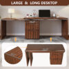 90" Modern L Shaped Desk in Walnut with 3 Drawers,360° Wood Rotating Desk,Executive Office Desk,Corner Desk,Office Study Workstation,for Home Office or Living Room - Image 4