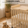 Solid Wood Baby Bassinets Wooden Bedside Bassinet Portable Mini Baby Crib 3 Adjustable Heights With Mattress and Changing Shelf for Newborns - Image 2