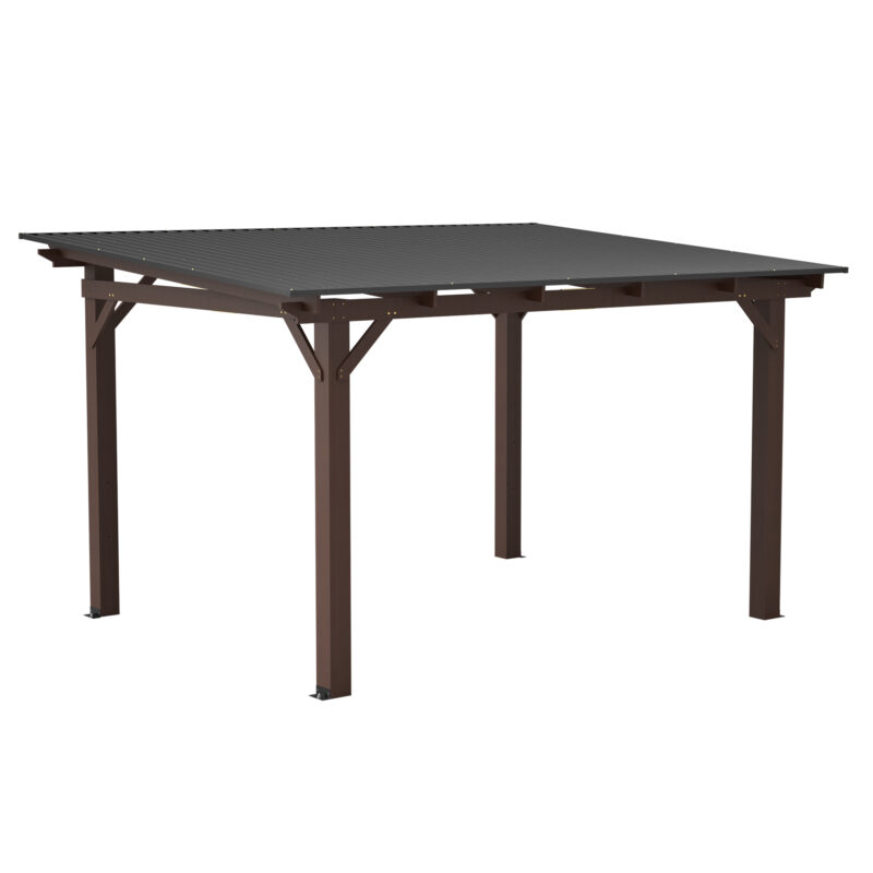 Wooden Garden Gazebo with Metal Roof - Image 15