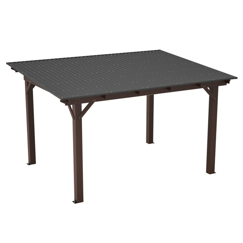 Wooden Garden Gazebo with Metal Roof - Image 11