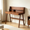 100% Solid Wood Desk Writing Computer Desk Mid Century Modern Home Office Table with Drawer for Bedroom