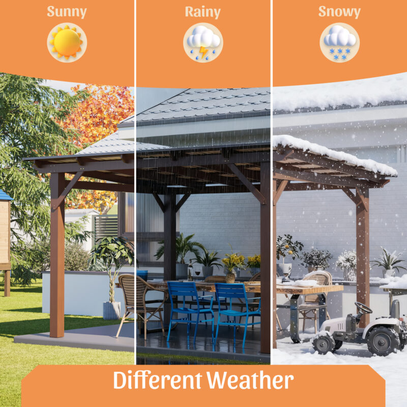 Wooden Garden Gazebo with Metal Roof - Image 6