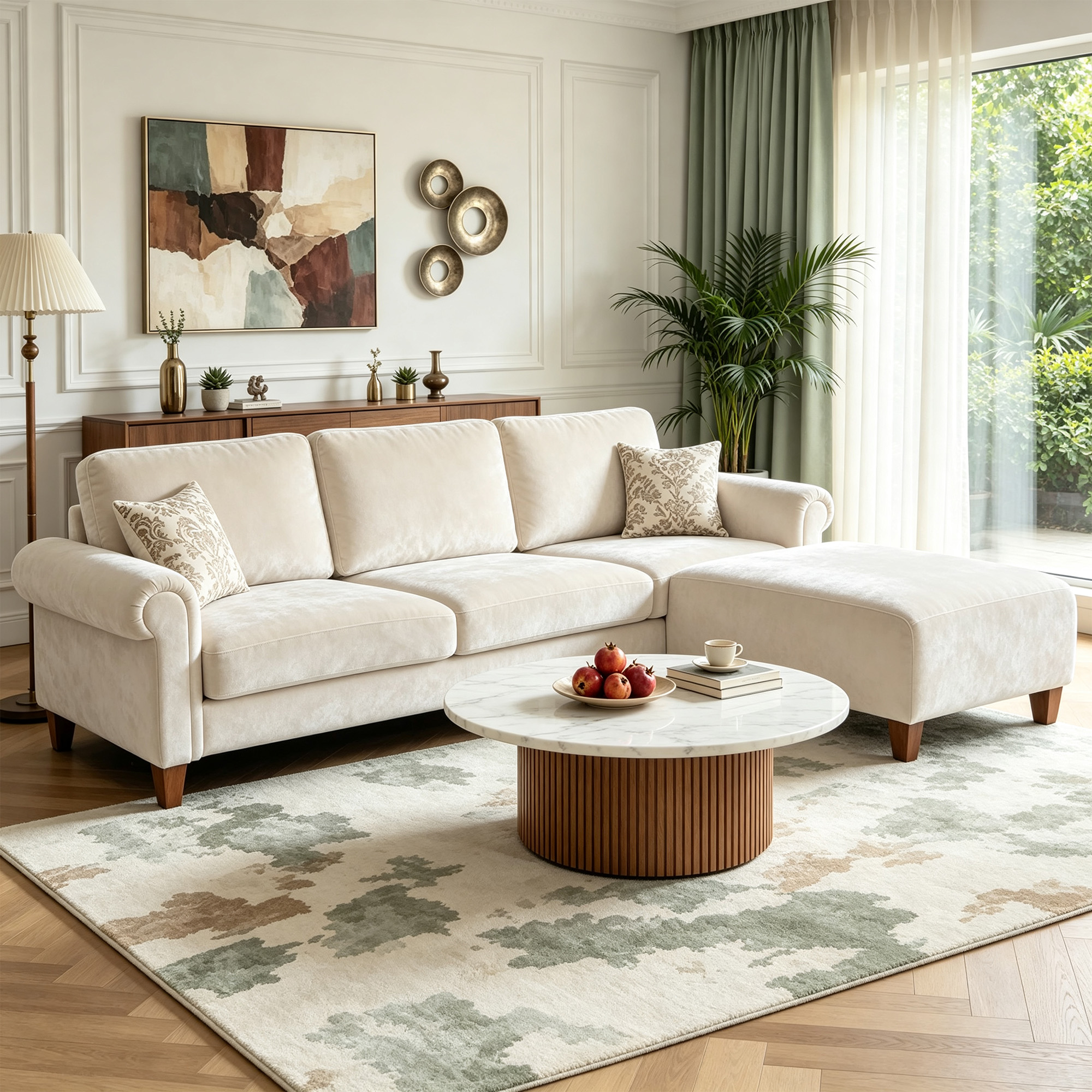 1 100" L-Shaped Sectional Sofa with Movable Ottoman for Living Room - Image 1