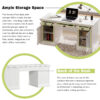67" Modern Executive Desk,Computer Desk with 2 Wooden Doors Storage Cabinet and 3 Drawers, Rectangle Home Office Desk ,Reading Desk,Writing Table,Workstation for Home Office,Living Room,Study,White - Image 5