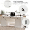 67" Modern Executive Desk,Computer Desk with 2 Wooden Doors Storage Cabinet and 3 Drawers, Rectangle Home Office Desk ,Reading Desk,Writing Table,Workstation for Home Office,Living Room,Study,White - Image 4