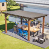 Wooden Garden Gazebo with Metal Roof - Image 4
