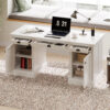 67" Modern Executive Desk,Computer Desk with 2 Wooden Doors Storage Cabinet and 3 Drawers, Rectangle Home Office Desk ,Reading Desk,Writing Table,Workstation for Home Office,Living Room,Study,White - Image 2