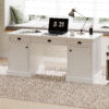 67" Modern Executive Desk,Computer Desk with 2 Wooden Doors Storage Cabinet and 3 Drawers, Rectangle Home Office Desk ,Reading Desk,Writing Table,Workstation for Home Office,Living Room,Study,White - Image 9
