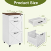 Rustic White Farmhouse 3-Drawer File Cabinet with Wheels – Vertical Rolling Storage for Letter/A4, Printer Stand & Mobile Organizer for Home Office - Image 7