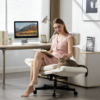 Criss Cross Chair with Adjustable Armrests & Wheels & Headrest, Lounge Vanity Desk Chair with Wide Seat for Cross-Legged Sitting, Swivel Task Office Chairs for Home, Makeup, Gaming, Office - Image 4