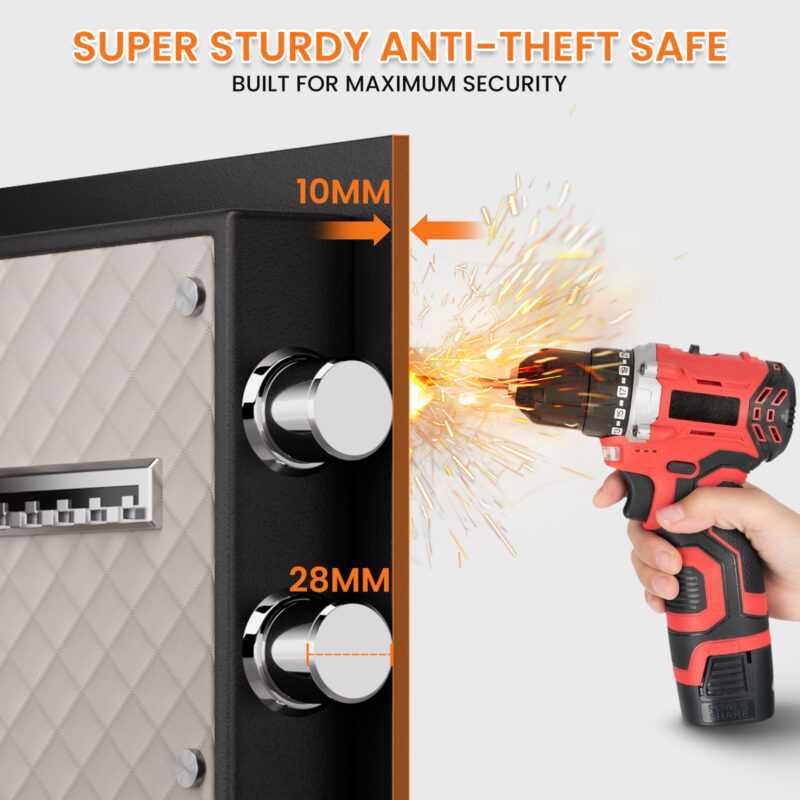 2.0 Cu Ft Home Safe with Fireproof Document Bag, Heavy-Duty Steel Security Safe, Digital Keypad, 3 Unlocking Methods, Dual Alarm & Silent Mode, 2 Adjustable Shelves for Home Office Hotel - Image 5