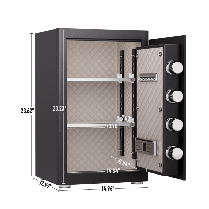 2.0 Cu Ft Home Safe with Fireproof Document Bag, Heavy-Duty Steel Security Safe, Digital Keypad, 3 Unlocking Methods, Dual Alarm & Silent Mode, 2 Adjustable Shelves for Home Office Hotel - Image 14