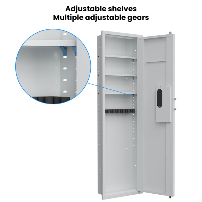 53" Passwod Touch Panel In-Wall Safe,Hidden Wall Gun Safe for Rifles with Adjustable Shelves,Assembled Storage Multifunctional Wall Safe for Firearm and Valuables - Image 14