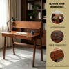100% Solid Wood Desk Writing Computer Desk Mid Century Modern Home Office Table with Drawer for Bedroom - Image 5