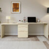 90" Modern L Shaped Desk in Walnut with 3 Drawers,360° Wood Rotating Desk,Executive Office Desk,Corner Desk,Office Study Workstation,for Home Office or Living Room - Image 17