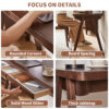 100% Solid Rubber Wood Computer Desk, Retro Walnut Writing Desk with Drawer, Sturdy A-Frame Leg - Image 5