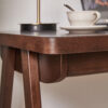 100% Solid Rubber Wood Computer Desk, Retro Walnut Writing Desk with Drawer, Sturdy A-Frame Leg - Image 10