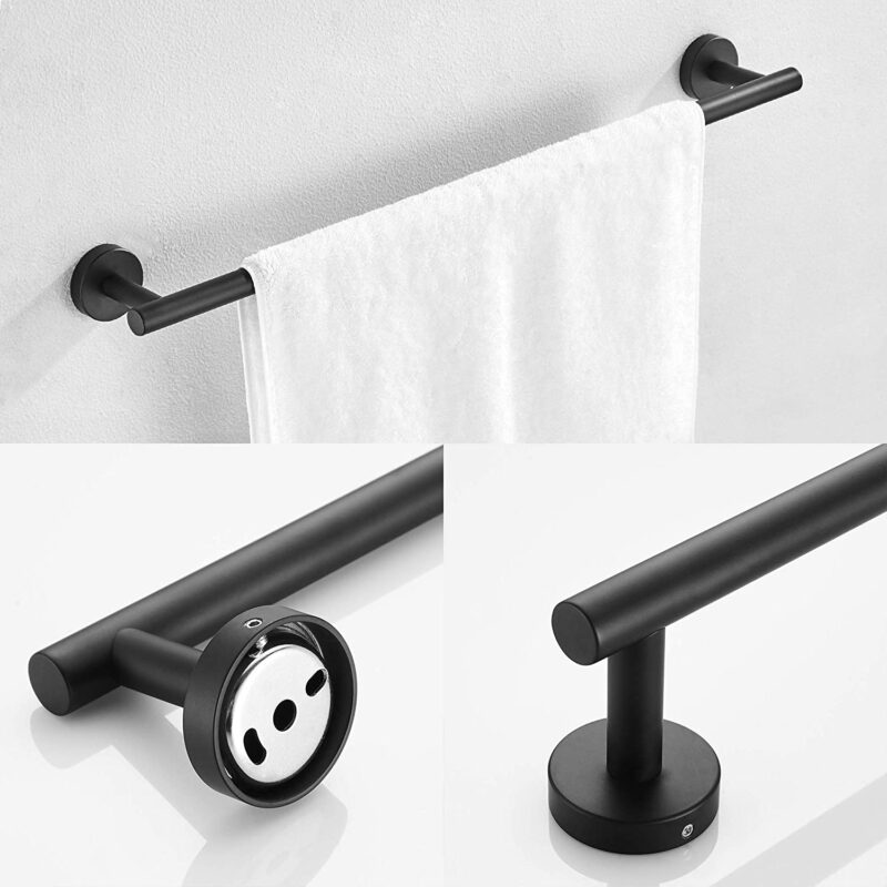3-Piece Bathroom Hardware Set, SUS304 Matte Black - Image 6