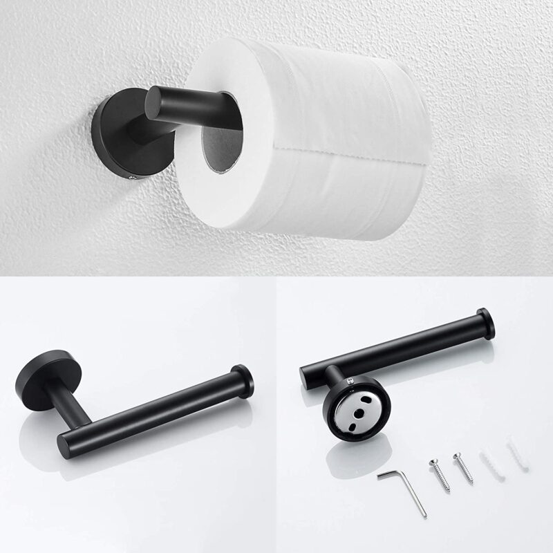 3-Piece Bathroom Hardware Set, SUS304 Matte Black - Image 4