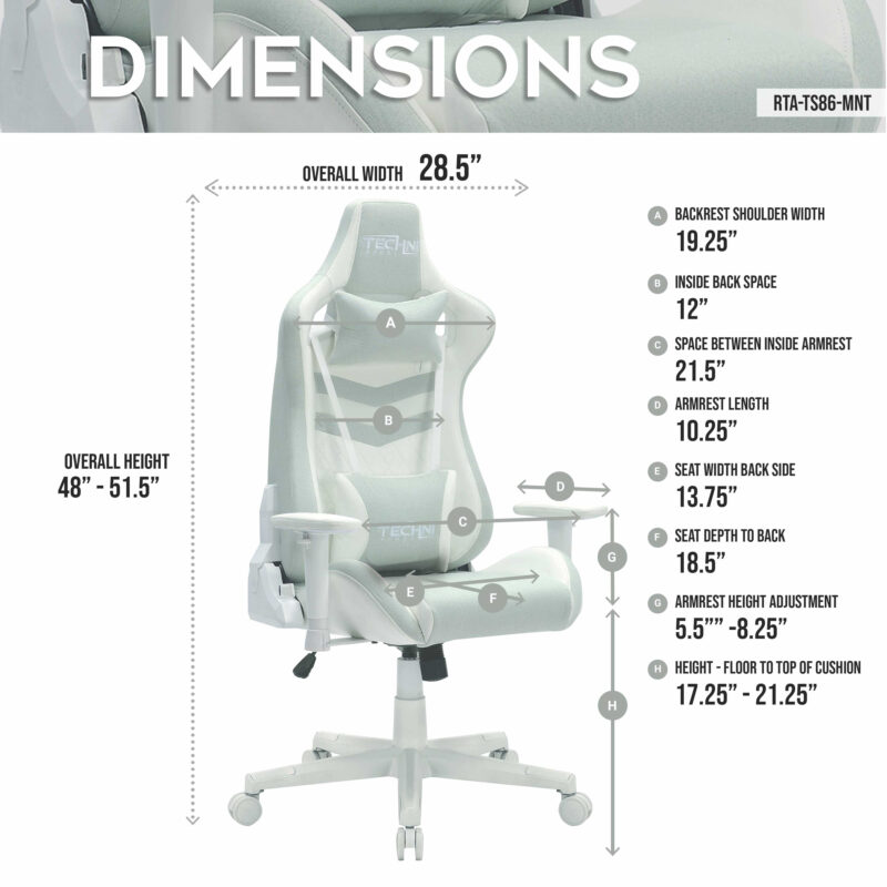 Techni Sport TS86 Ergonomic Pastel Gaming Chair - Image 12