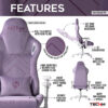 Techni Sport TSF45C Velvet Memory Foam Gaming Chair – Purple - Image 3
