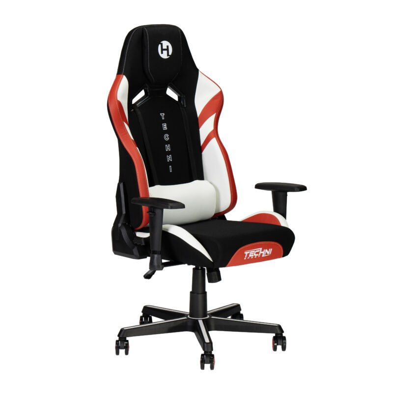 Techni Sport TSF72 Echo Gaming Chair - Black with Red & White - Image 4