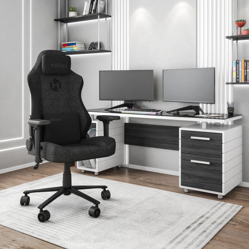 Techni Sport TSF65C Fabric Memory Foam Gaming Chair – Black - Image 2