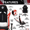 Techni Sport TSF72 Echo Gaming Chair - Black with Red & White - Image 2