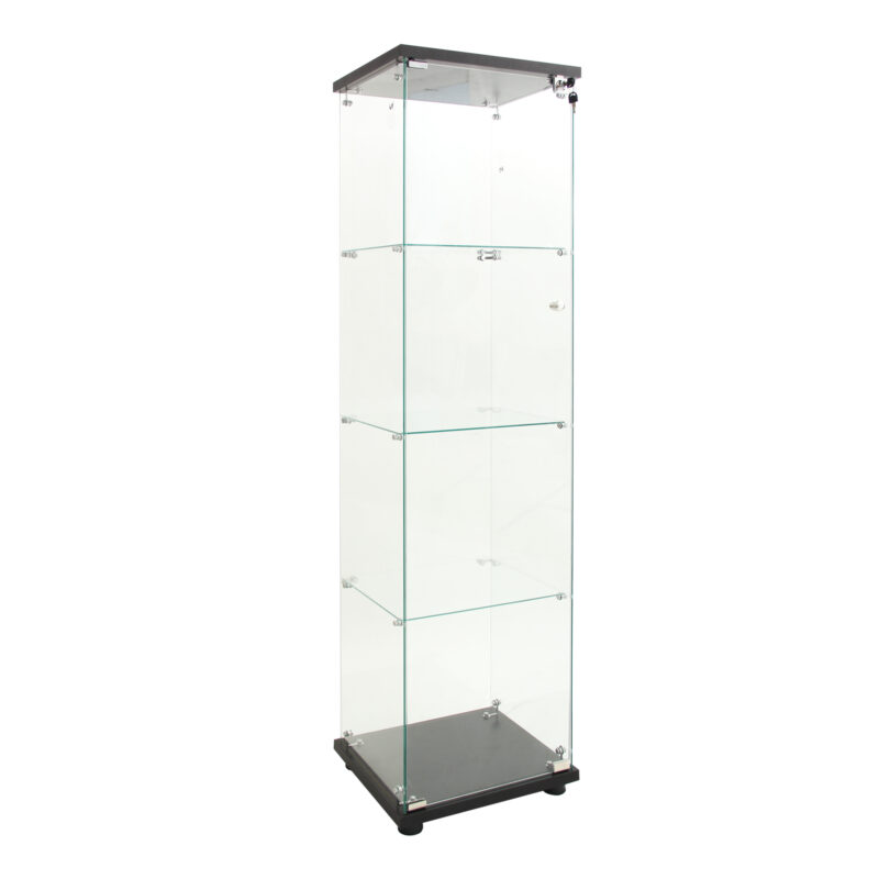 LED lights Glass Display Cabinet 4 Shelves with Door, Floor Standing Curio Bookshelf for Living Room Bedroom Office - Image 4