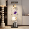 LED lights Glass Display Cabinet 4 Shelves with Door, Floor Standing Curio Bookshelf for Living Room Bedroom Office