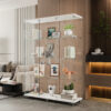 Glass Display Cabinet with 4 Shelves Extra Large, Curio Cabinets for Living Room, Bedroom, Office, Black Floor Standing Glass Bookshelf - Image 9