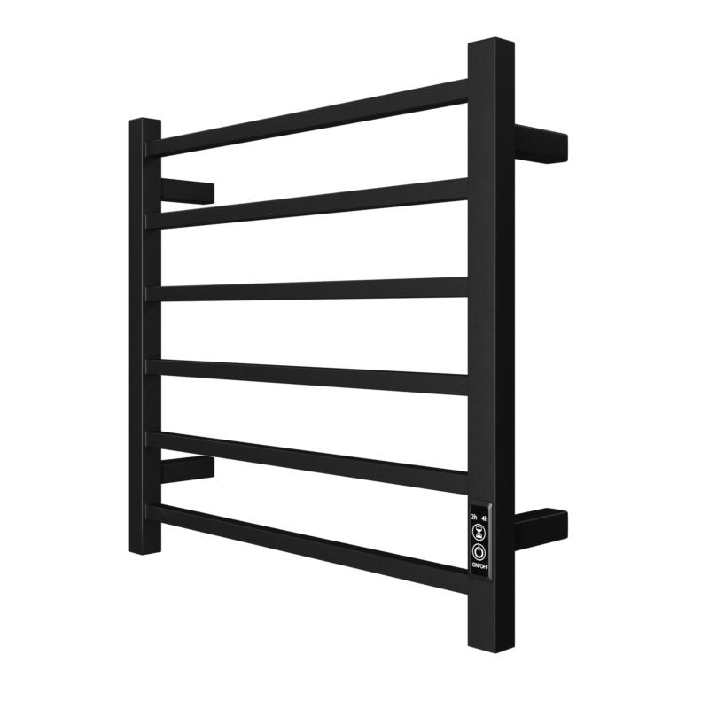 6-Bar Towel Warmer, Wall Mount Black - Image 4