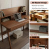 100% Solid Wood Desk Writing Computer Desk Mid Century Modern Home Office Table with Drawer for Bedroom - Image 4