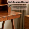 100% Solid Wood Desk Writing Computer Desk Mid Century Modern Home Office Table with Drawer for Bedroom - Image 3