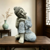 Serene Sleeping Buddha Statue, 16.34" Tall Resin Meditating Buddha Figurine, Weatherproof Zen Decor for Patio, Backyard & Home Meditation Space - Image 3