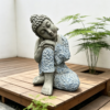 Serene Sleeping Buddha Statue, 16.34" Tall Resin Meditating Buddha Figurine, Weatherproof Zen Decor for Patio, Backyard & Home Meditation Space