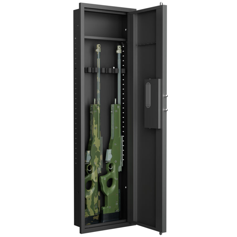 53" Passwod Touch Panel In-Wall Safe,Hidden Wall Gun Safe for Rifles with Adjustable Shelves,Assembled Storage Multifunctional Wall Safe for Firearm and Valuables - Image 4