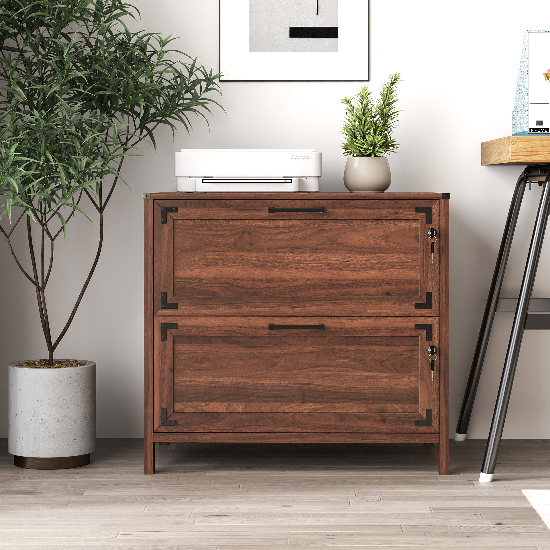 4f40b6e67707977516da6e5cf3be4c4f 2 Drawer Farmhouse File Cabinet,Filing Cabinet with Lock for Home Office - Image 1