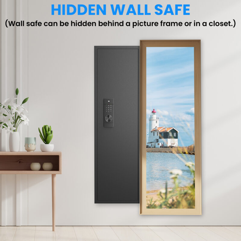 53" Passwod Touch Panel In-Wall Safe,Hidden Wall Gun Safe for Rifles with Adjustable Shelves,Assembled Storage Multifunctional Wall Safe for Firearm and Valuables - Image 2