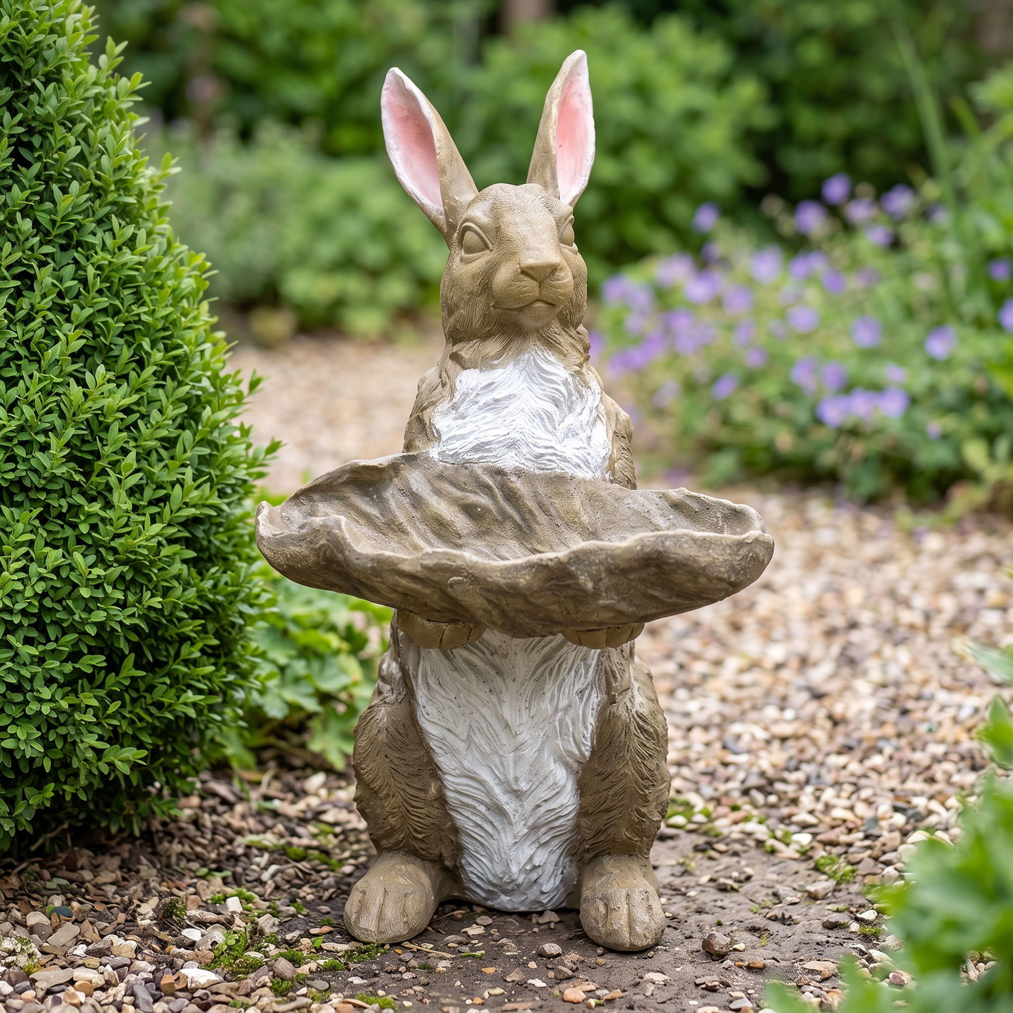 6 Magnesium Oxide Bunny Statue Holding Decor Hand-Painted Rabbit Sculpture Garden Lawn Ornament - Image 1